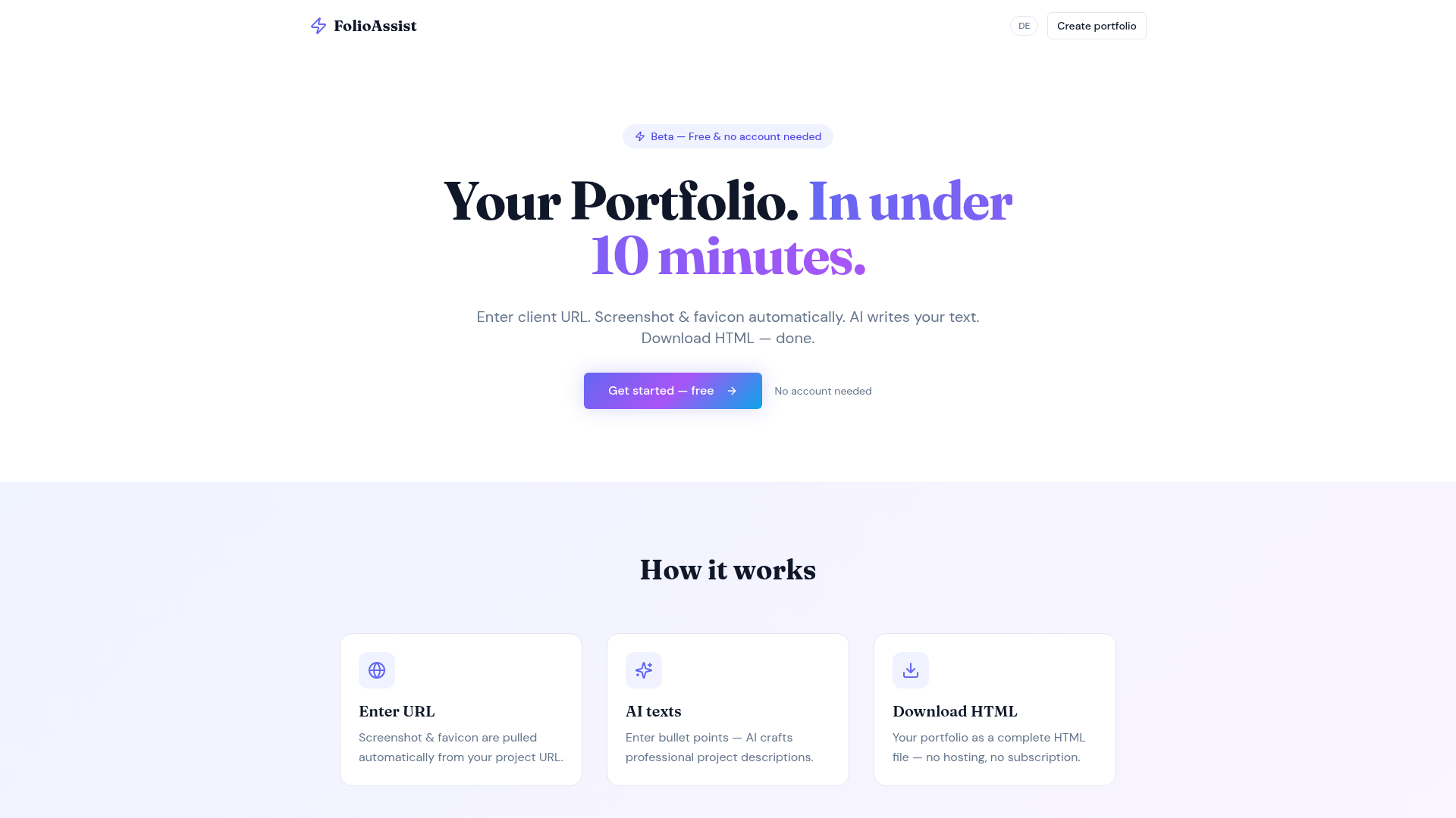 FolioAssist website preview