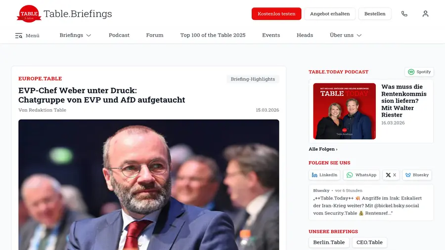 Table Media website preview